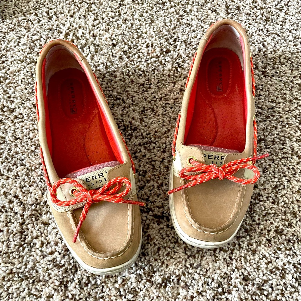 Tan and coral Sperry’s